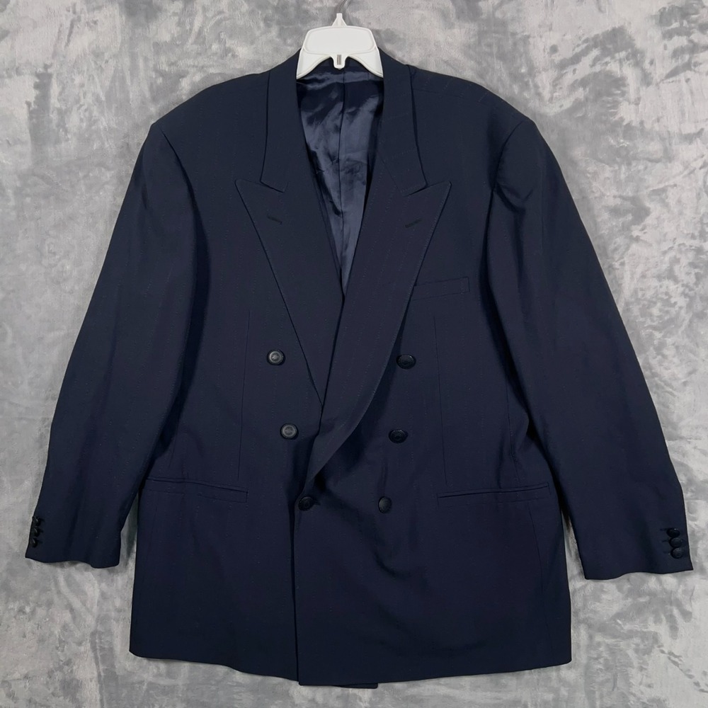 Versace Classic V2 Suit Jacket Mens 50R US 60 IT Blue Double Breasted Blazer